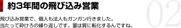 約3年間の飛び込み営業